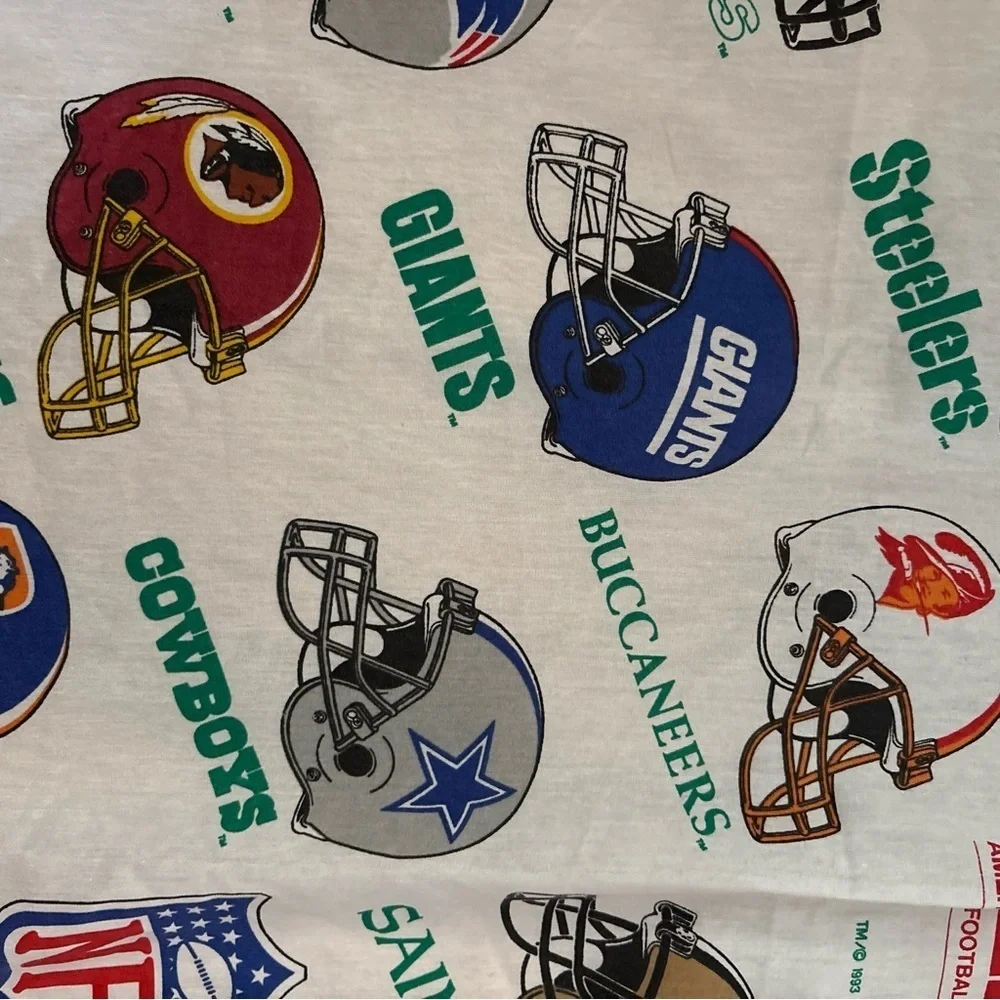 Vintage NFL Team Logo Fabric Twin Sheet 1993 American Football Conference Helmet